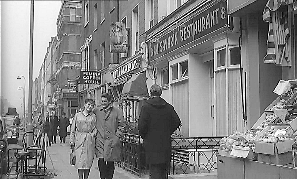 Charlotte Street with the corner of Windmill Street in the left background. Circa 1961