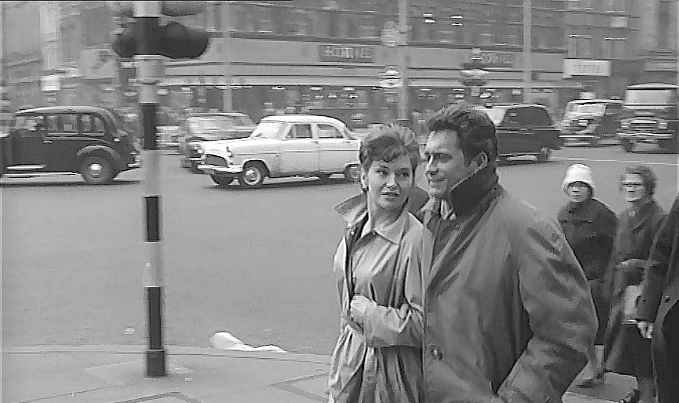 Tottenham Court Road, New Oxford Street, St. Giles High Street and Charing Cross Road. Circa 1961