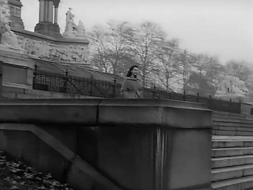 The Albert Memorial. These are the steps to the south of the Memorial in London W2. Circa 1952