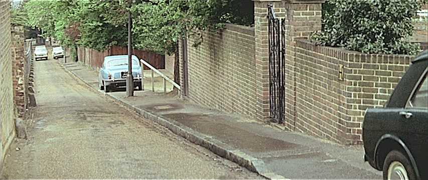 Holly Walk in London NW3 with the wall of Benham’s Place to the extreme left. Circa 1970
