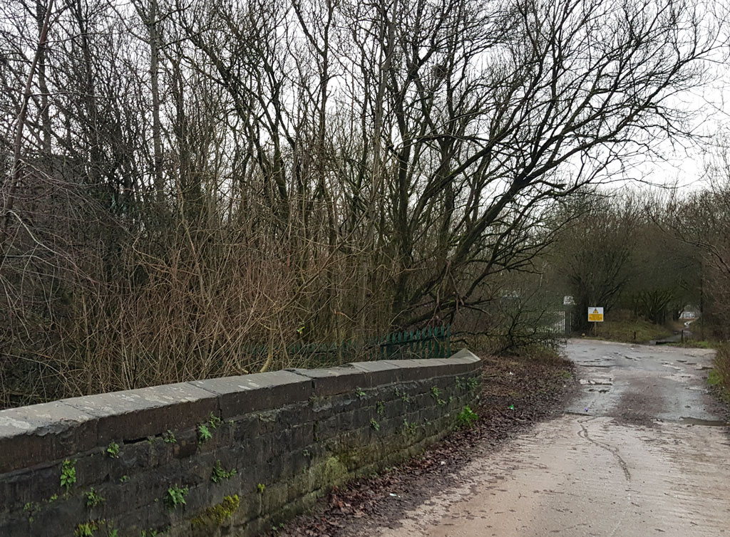 Looking back over Heald Road railway bridge.