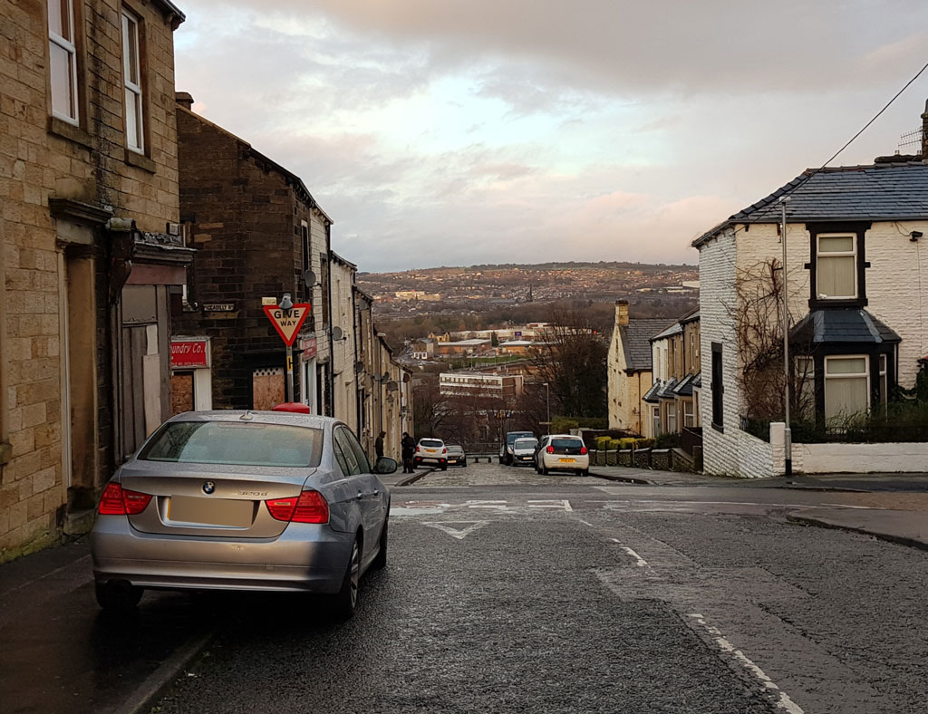the junction of Albion Street and Piccadilly Road in Burnley, Lancashire.