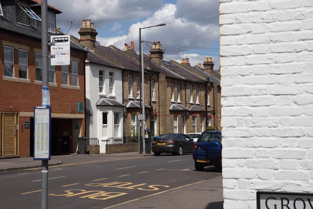The corner of Grove Road, Windsor with Frances Road to the left
