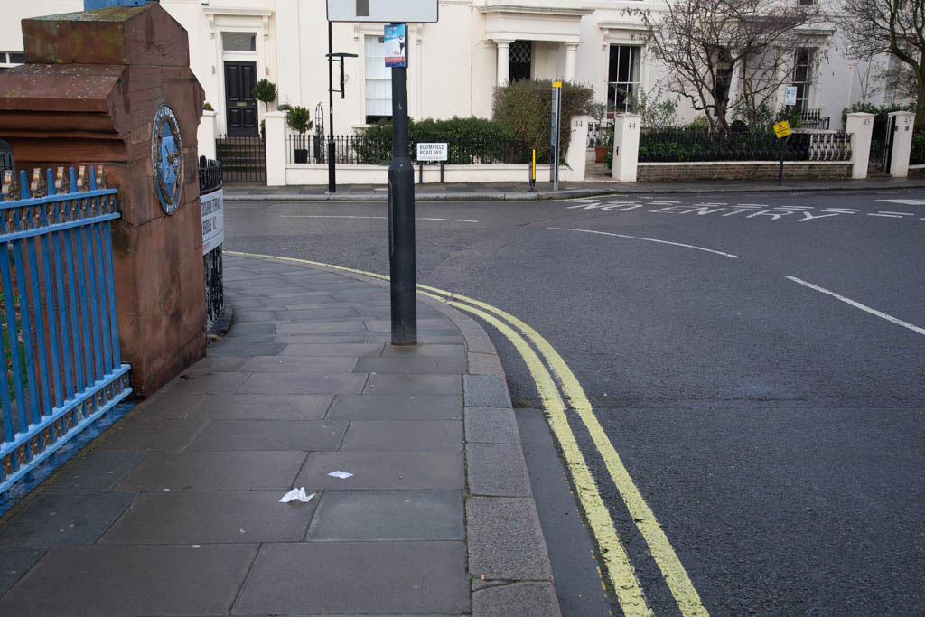 Westbourne Terrace Road bridge, London W9 with Blomfield Road houses in the background.
