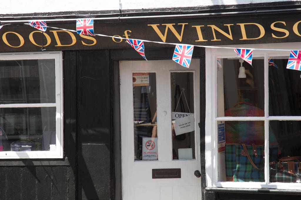 The door to the Woods of Windsor shop in Queen Charlotte Street, Windsor