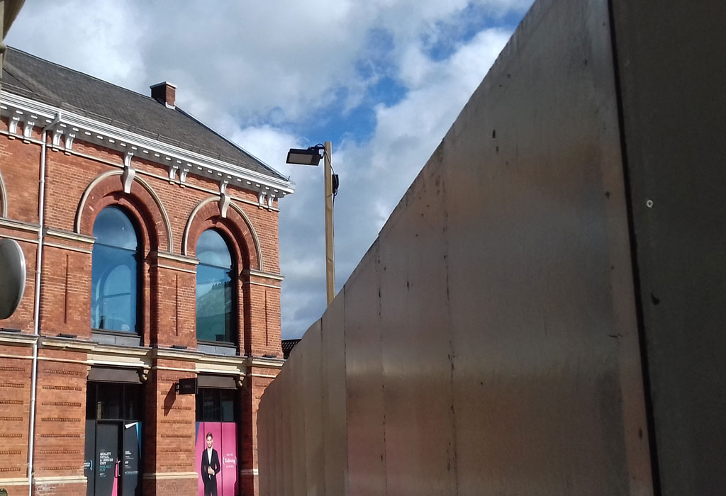Cornhill, Lincoln facing Sincil Street with the Corn Market rising on the left.