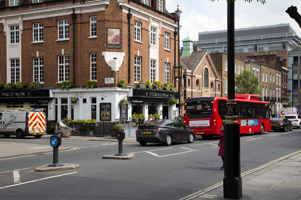 Barley Mow pub at the junction with Arneway Street and Horseferry Road, London SW1.