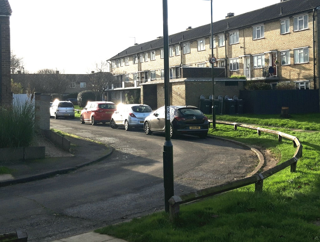 Whiteleys Way on Butt's Farm Estate in Hanworth, Middlesex