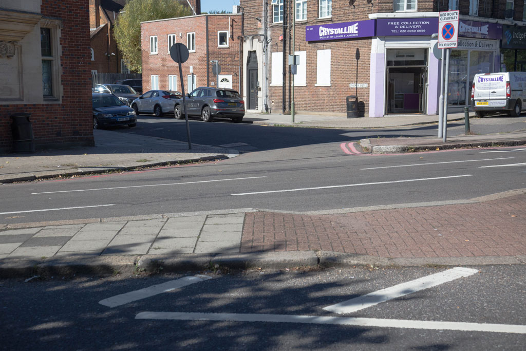 Mill Hill Circus looking towards Goodwyn Avenue, London NW7
