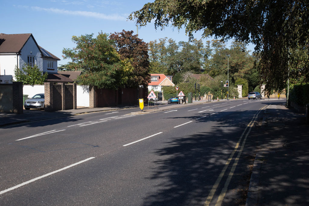 Oatlands Drive, Walton-on-Thames looking towards the junction with Bridge Street
