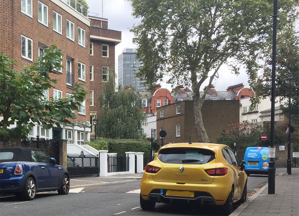 Outside 86 Vincent Square, London SW1 looking east
