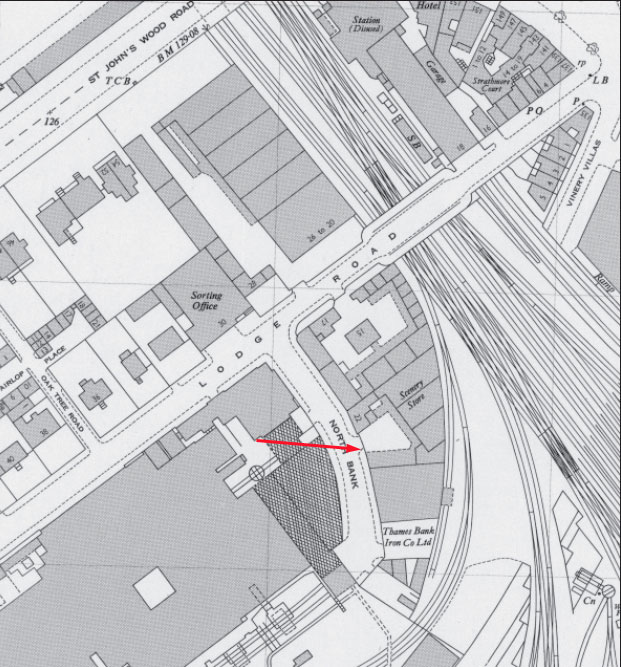 Circa 1955 Map of North Bank, St Johns Wood, London NW8