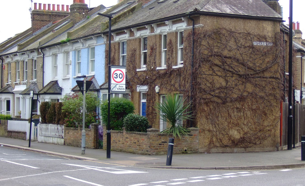 the corner of Chiswick Common Road and Fisher’s Lane in W4.