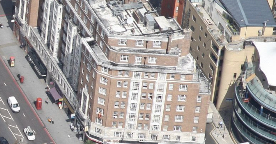 A birds eye view of a block of apartments on the Edgware Road, London