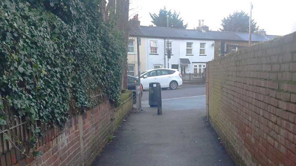 alley next to 60 Lodge Lane North Finchley, Greater London.