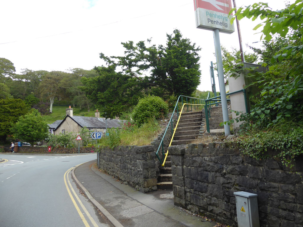 The bottom of the steps running from Penhelig station on Terrace Road, Penhelig.