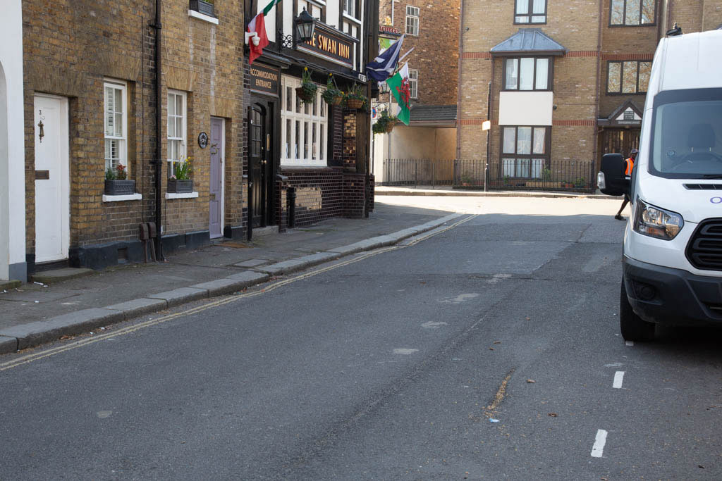 Swan Street with The Swan Inn at the corner of North Street to the centre.