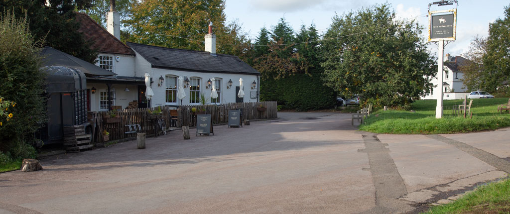 he Four Horse Shoes public house at Burrow Hill Green, Chobham in Surrey