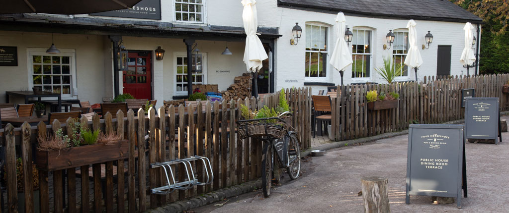 Outside the Four Horse Shoes, Burrow Hill Green.