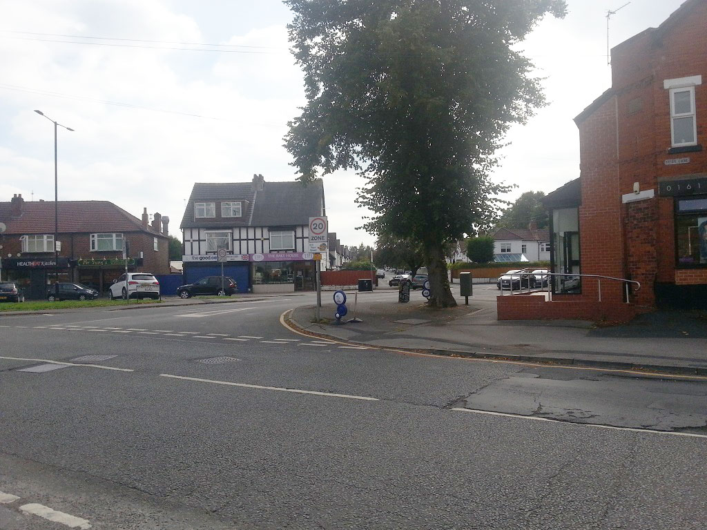 Looking along Acacia Avenue from the junction with Stamford Park Road in Hale, Altrincham.