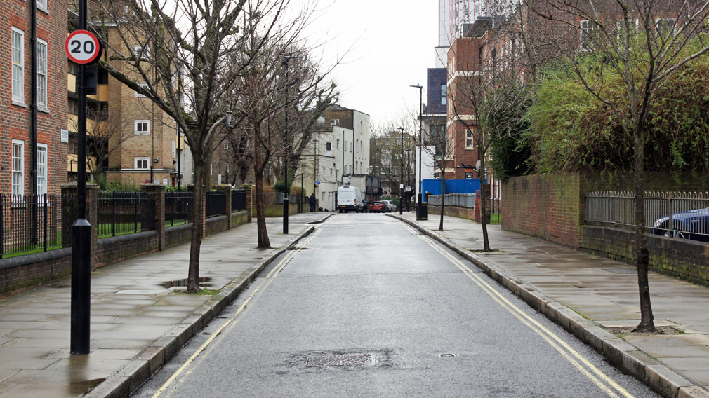 Orchardson Street, London, NW8, looking west towards Edgware Road.