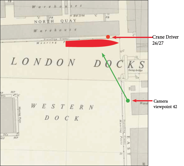 Map of docks extract showing boat location