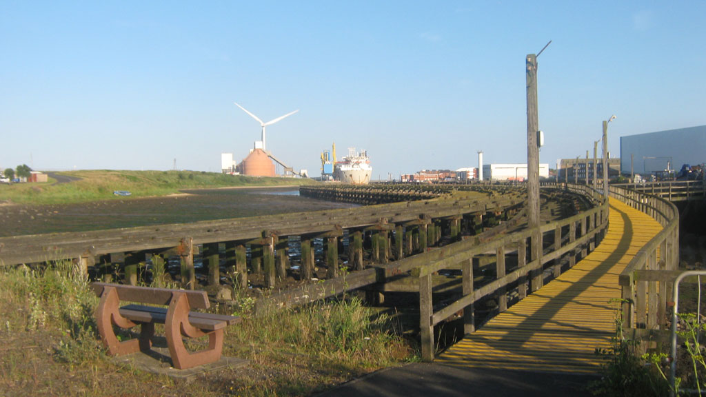 The staithes at the southern end of West Bridge Street in Blyth NE24.