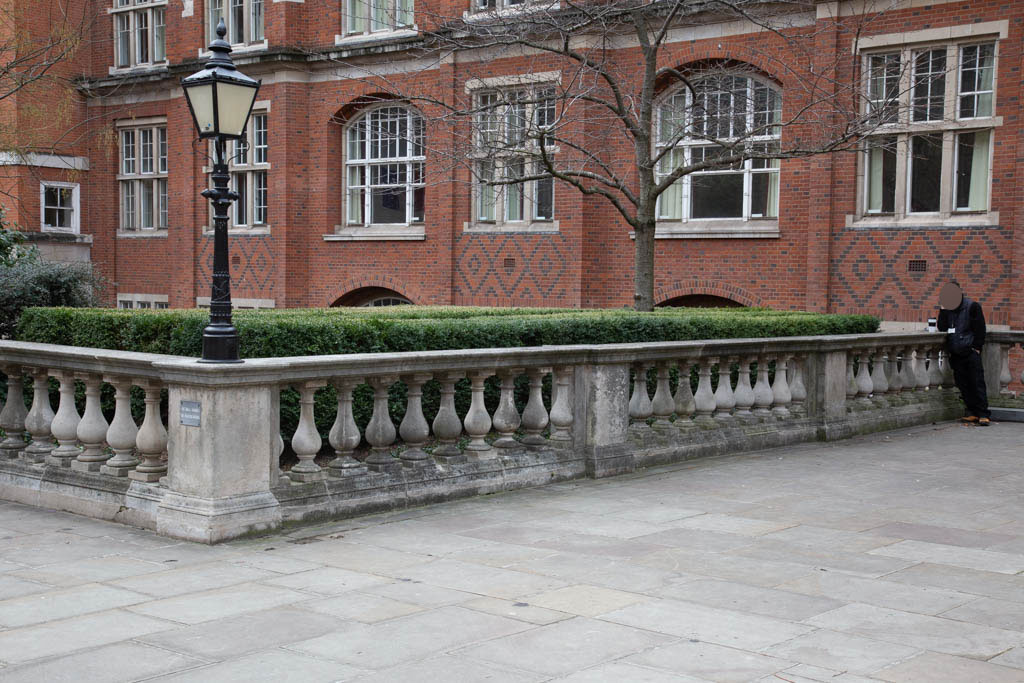 Beside Beit Hall of Imperial College on the steps leading up from Prince Consort Road.