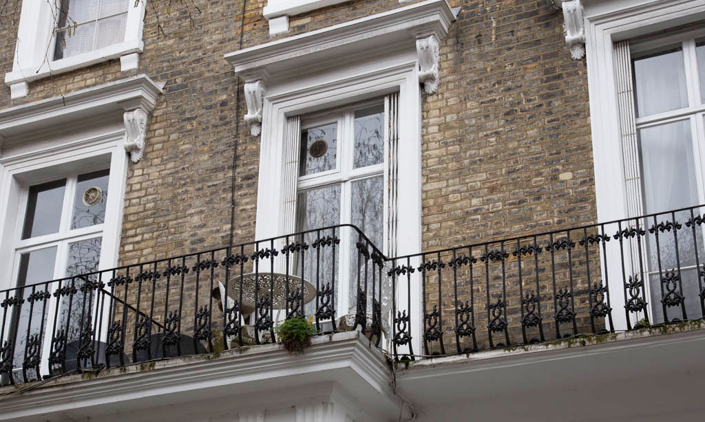 The balcony of Nos 7 and 8 Durham Terrace, London W2