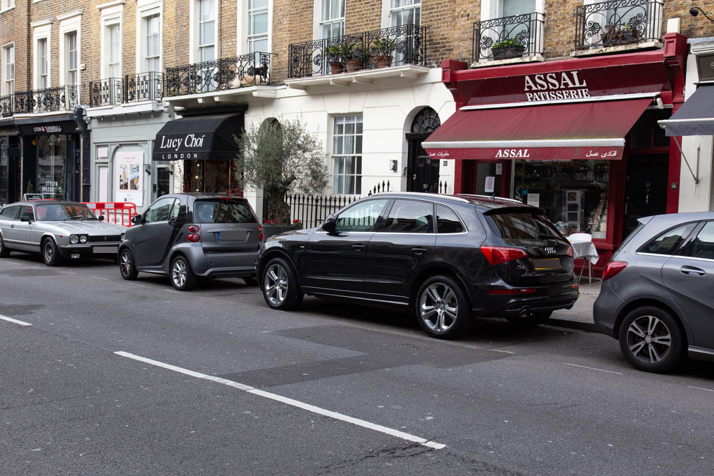 Nos 18 and 16 Connaught Street, London W2 looking West.
