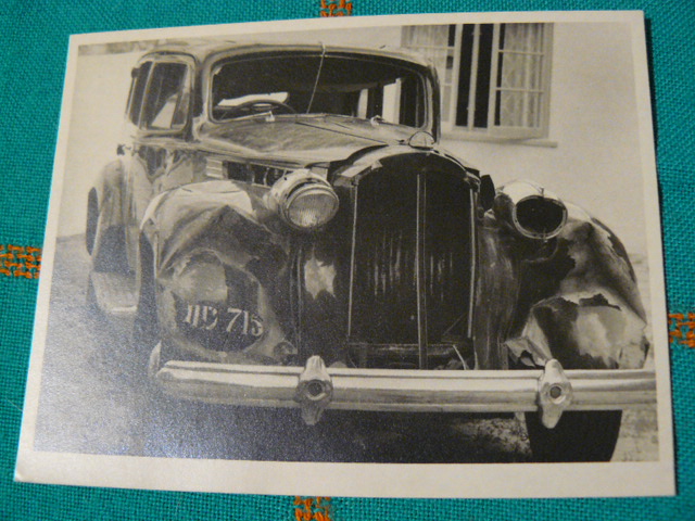 A photograph of the Packard "Straight 8" driven off the pier in the film Never Let Me Go (1953)