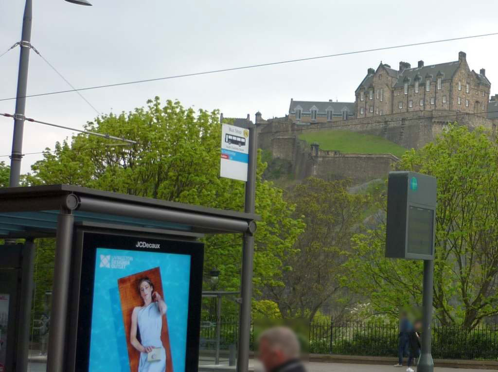 Princes Street with Edinburgh Castle in the top right distance.