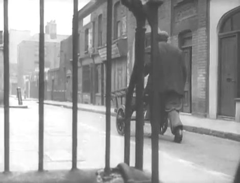 Old Montague Street, London E1 looking eastward. Casson Street off to the left and Greatorex Street off to the right in the distance Circa 1954
