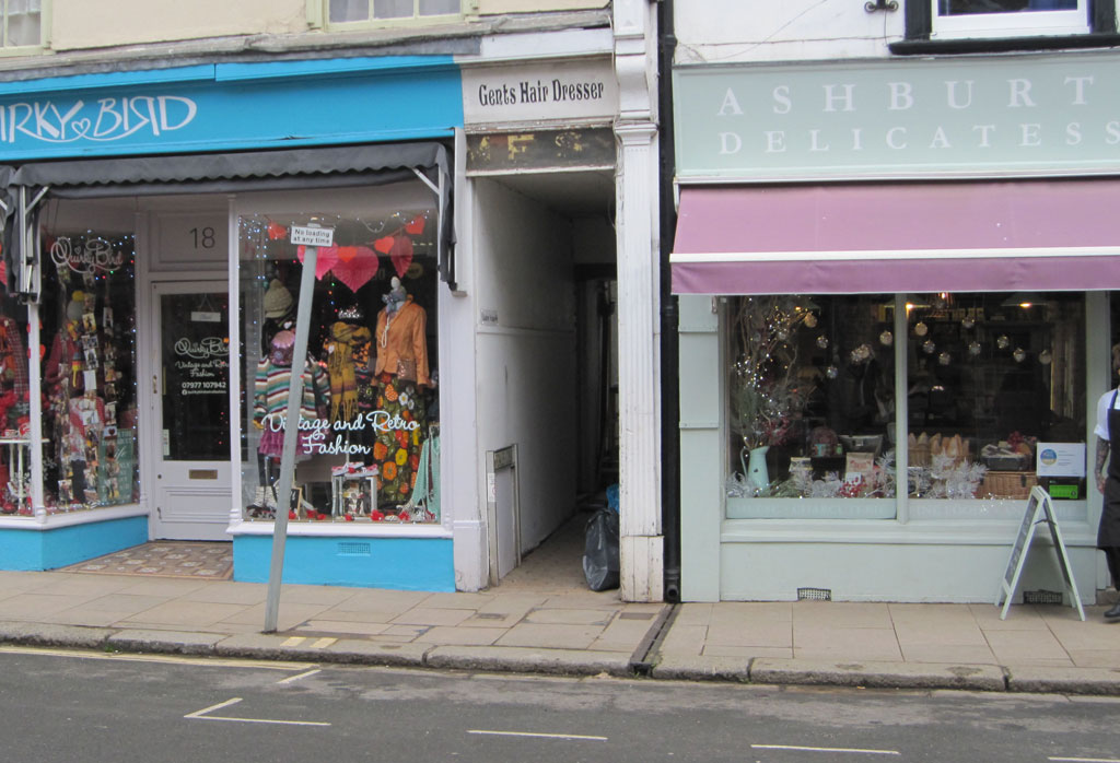 North Street, Ashburton, Devon with Foale's Court centre.
