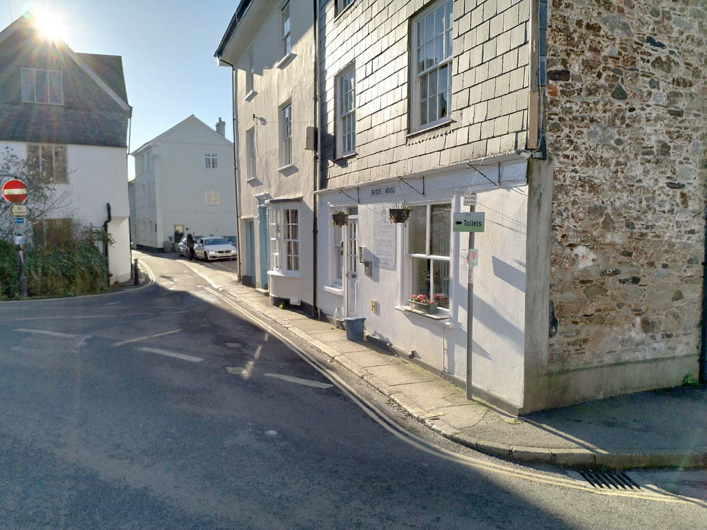 Kingsbridge Lane, Ashburton, Devon from what was the entrance to the Pannier Market.