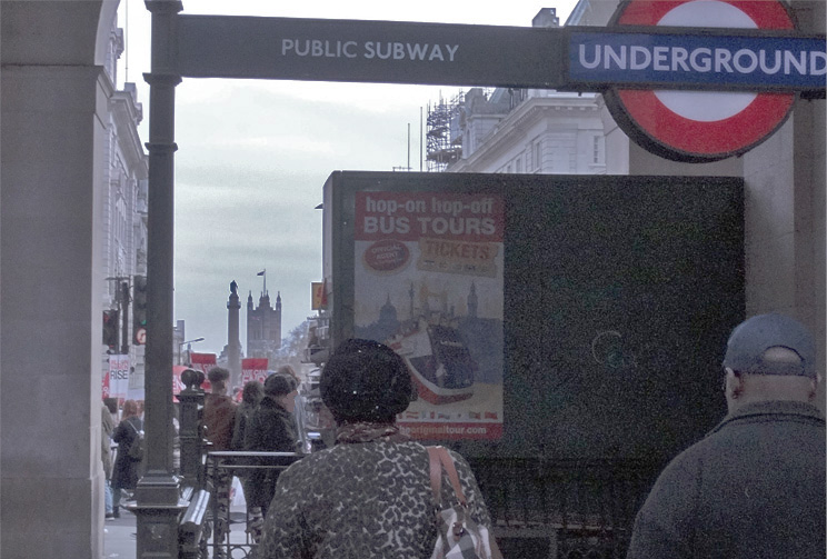 Piccadilly Circus Station looking down Lower Regent Street
