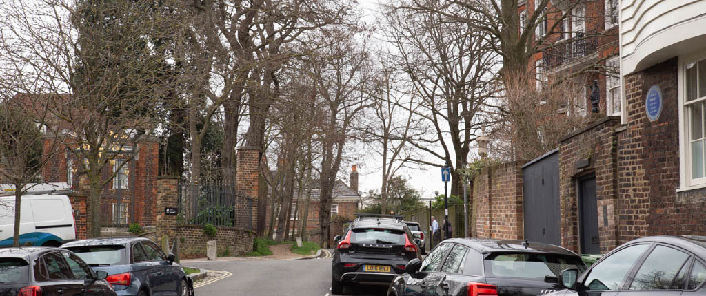 Facing Holly Bush Hill NW3 from the junction of Holly Hill and Holly Mount.