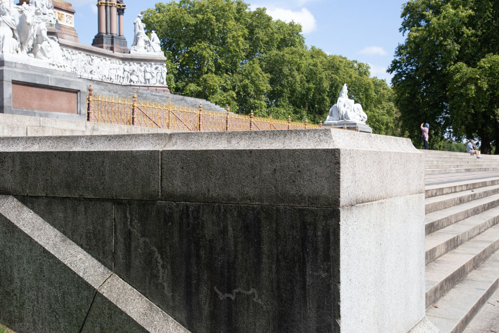 The Albert Memorial. These are the steps to the south of the Memorial in London W2.