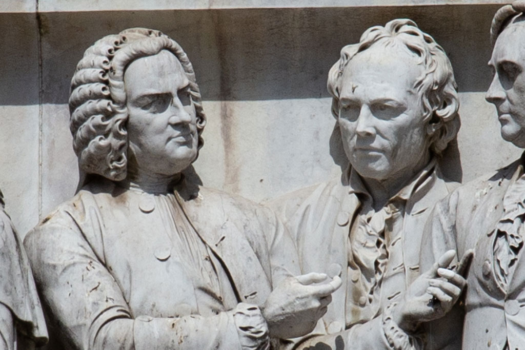 Detail of the Albert Memorial. J. S Bach and Christoph Gluck, with Handel