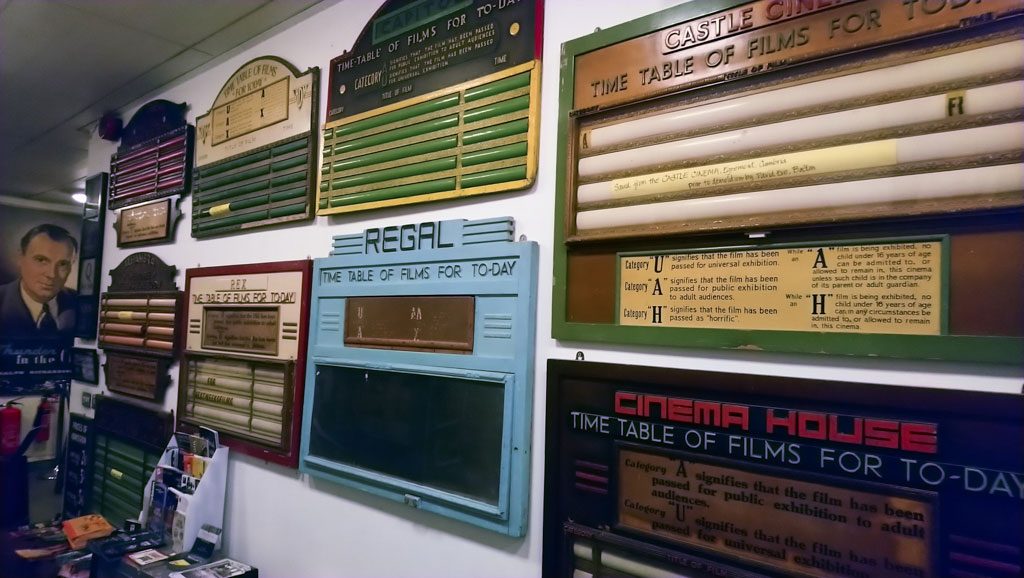 A selection of items on display at the Cinema Museum, Kennington