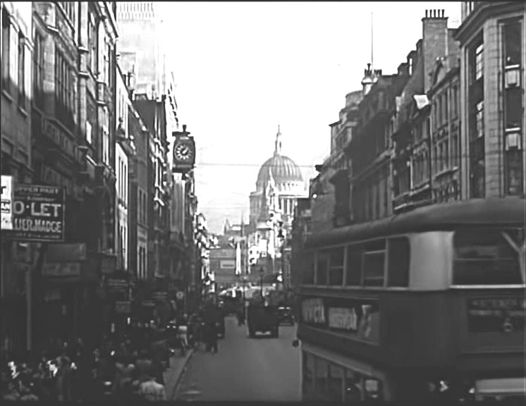 Fleet Street, London looking towards St. Paul’s Cathedral. Circa 1949