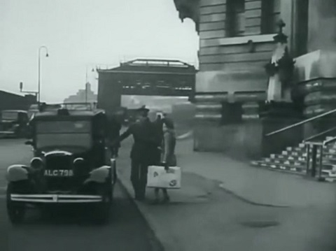 Facing eastward on Waterloo station’s cab road in SE1. Circa 1943