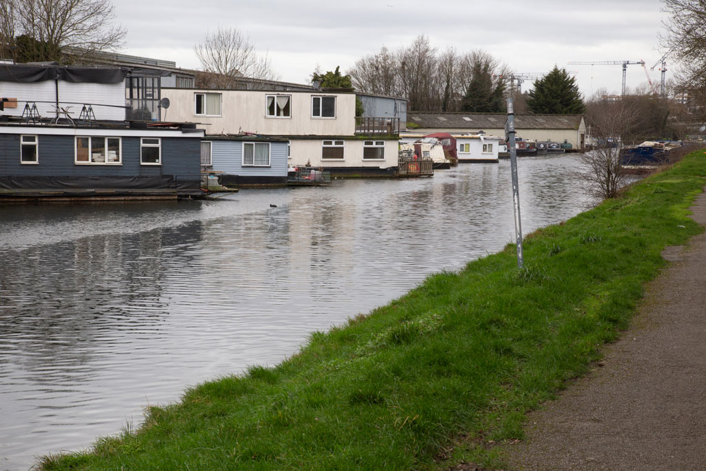 Looking across to the Bulls Bridge lay-by, Grand Union Canal, Southall Middlesex.