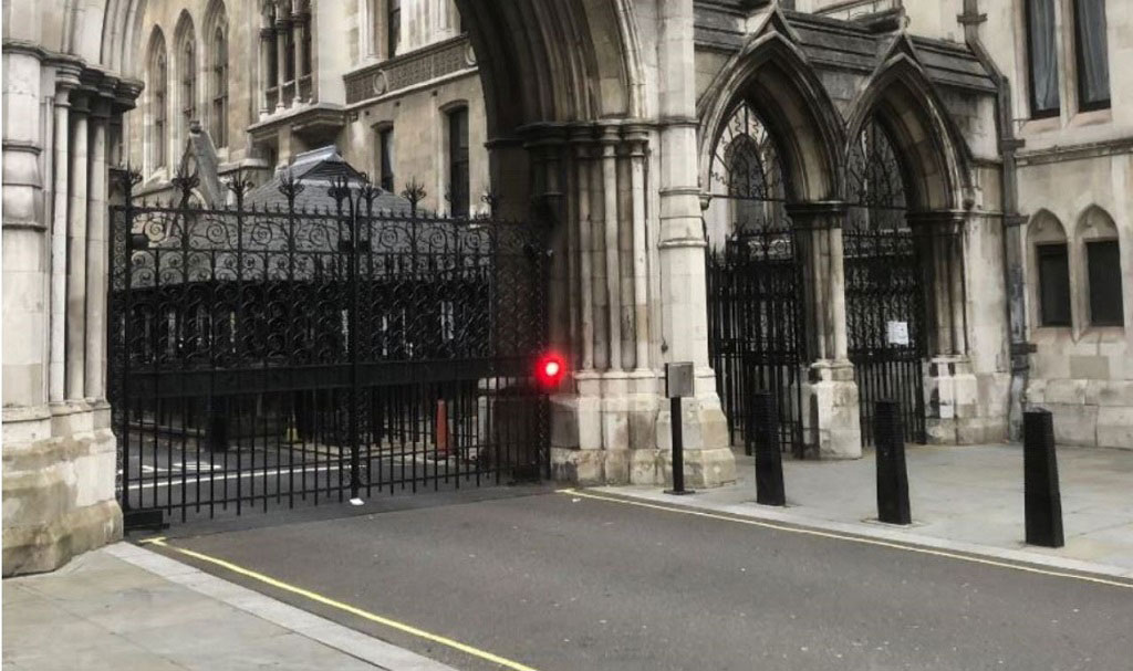 Royal Courts of Justice opposite St. Clement Danes church on Strand in WC2.