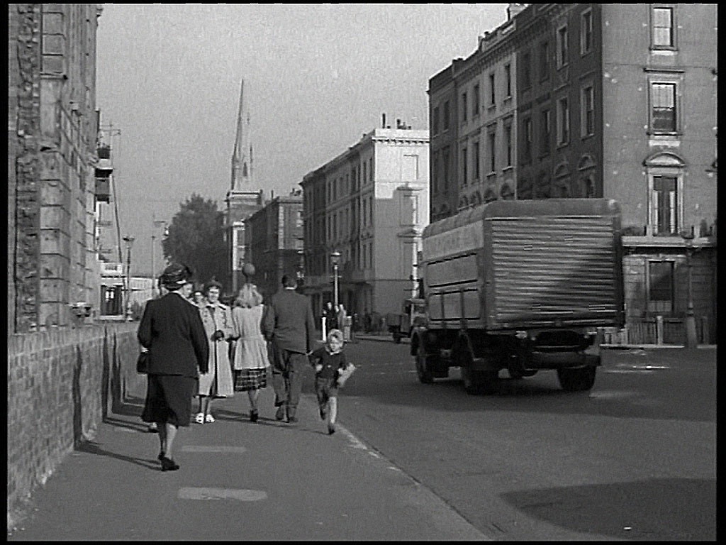 Lupus Street, Claverton Street to the right. The spire of St. Saviour’s, St. George’s Square can be seen in the background. Circa 1952