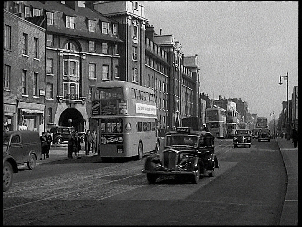 Vauxhall Bridge Road with Francis Street off to the left. Circa 1952