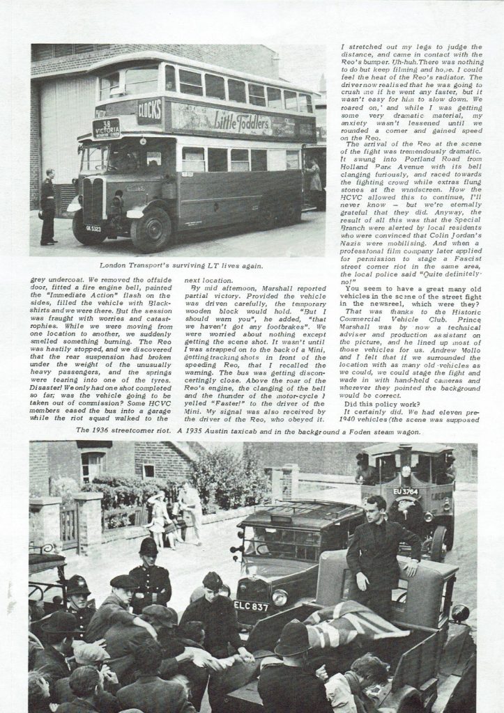 Old Motor and Vintage Commercial Magazine extract fromDecember 1964 regarding the film It Happened Here