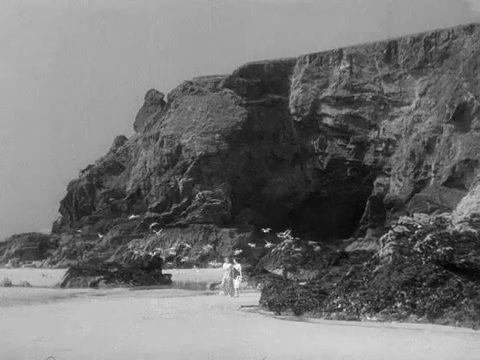 A closer view of the cliff on the north side of Porthcothan Bay. Circa 1937