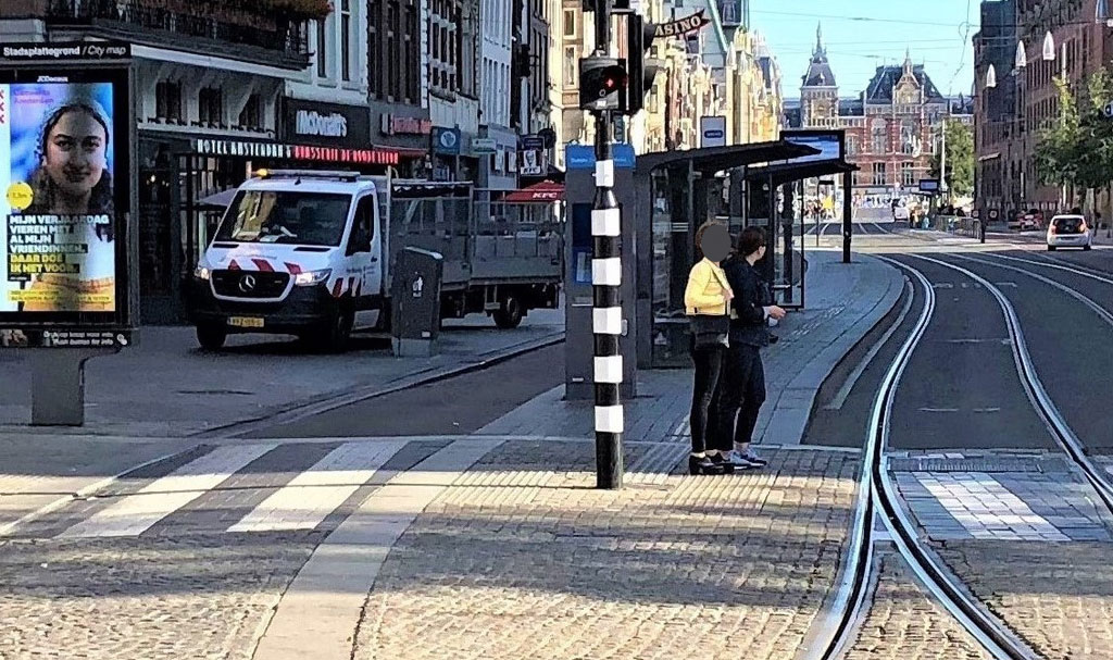 Dam square in the direction of Damrak, Amsterdam