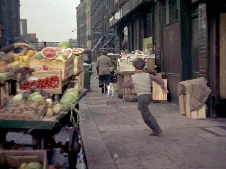 Bell Lane looking south over Wentworth Street to Goulston Street. Circa 1955